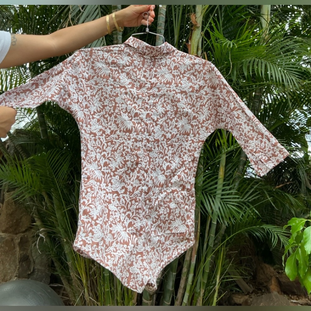 Acacia floral print romper + Acacia collab hat
